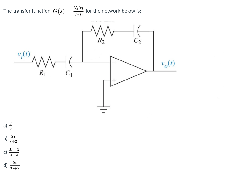 Answered The Transfer Function G S Vo T For Bartleby