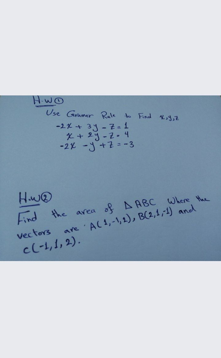 Answered H Wo Use Gramer Rule To Find Y Z 2x Bartleby