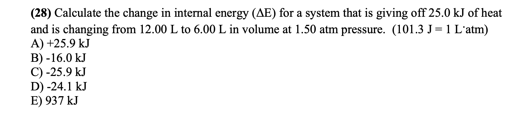 Answered 28 Calculate The Change In Internal Bartleby