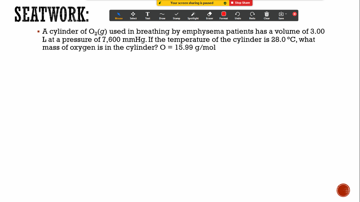 Answered A Cylinder Of O2 G Used In Breathing Bartleby