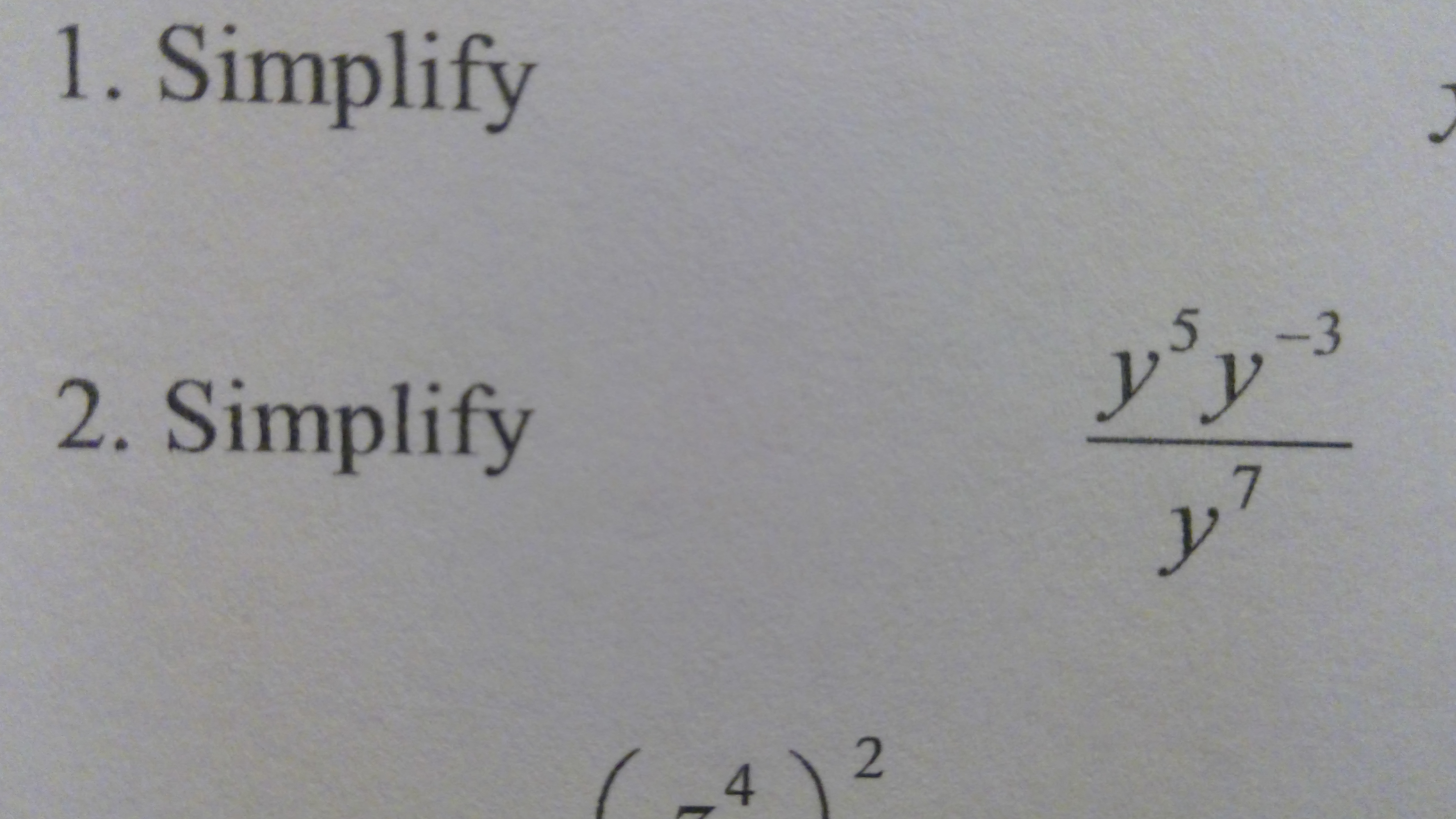 Answered 1 Simplify Y Y3 2 Simplify 7 4 Bartleby