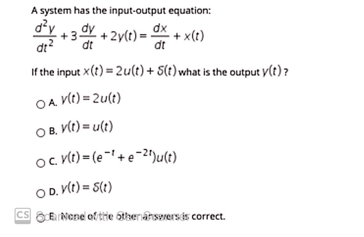 Answered A System Has The Input Output Equation Bartleby