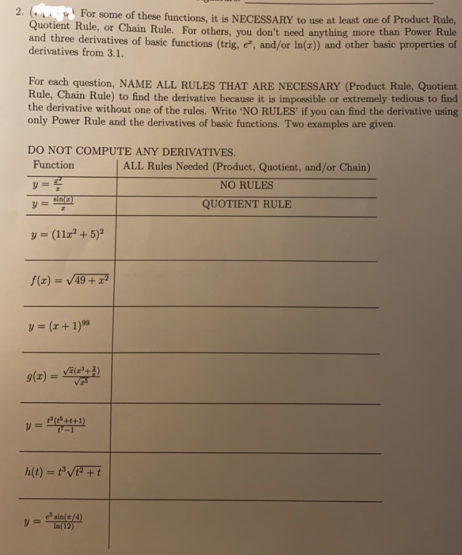 Answered 2 Quotient Rule Or Chain Rule For Bartleby