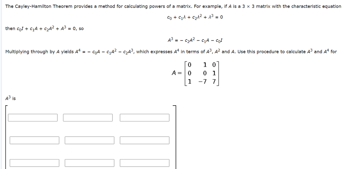 Answered The Cayley Hamilton Theorem Provides A Bartleby