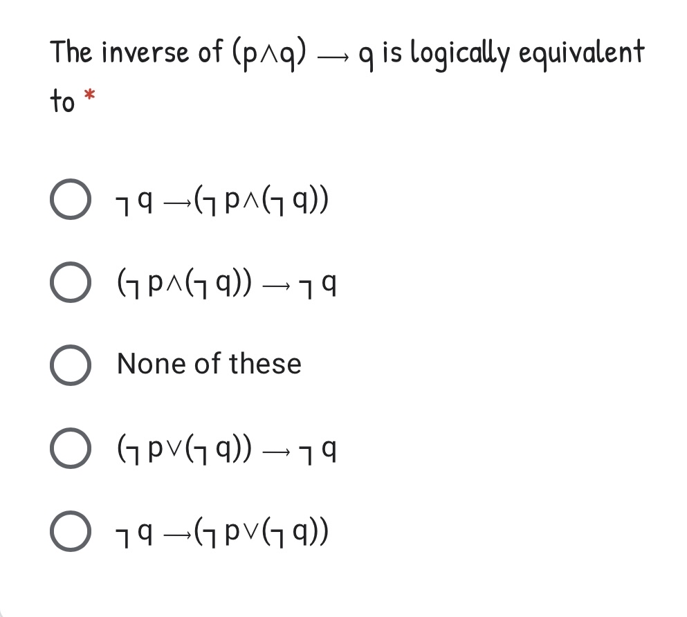 Answered The Inverse Of Pnq Q Is Logically Bartleby