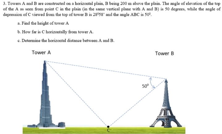 Answered: 3. Towers A And B Are Constructed On A… | Bartleby