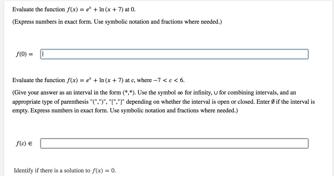 Answered Evaluate The Function F X E In X Bartleby