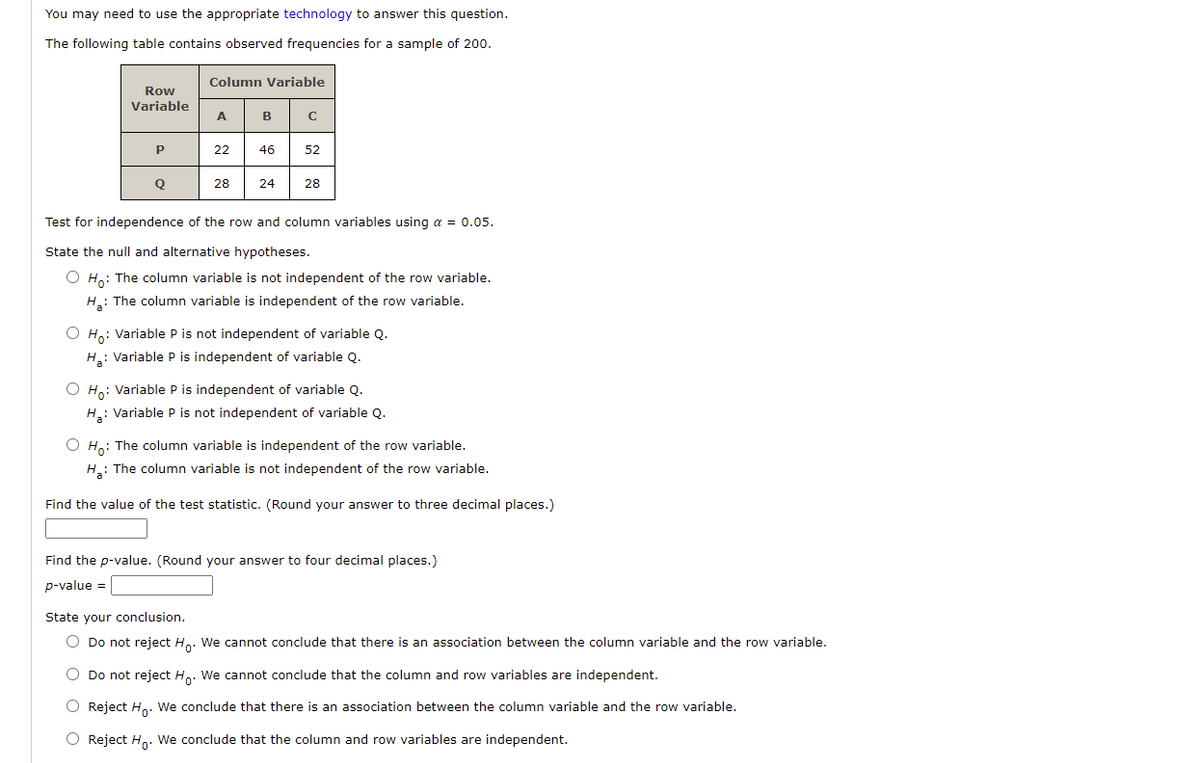 Answered The Following Table Contains Observed Bartleby