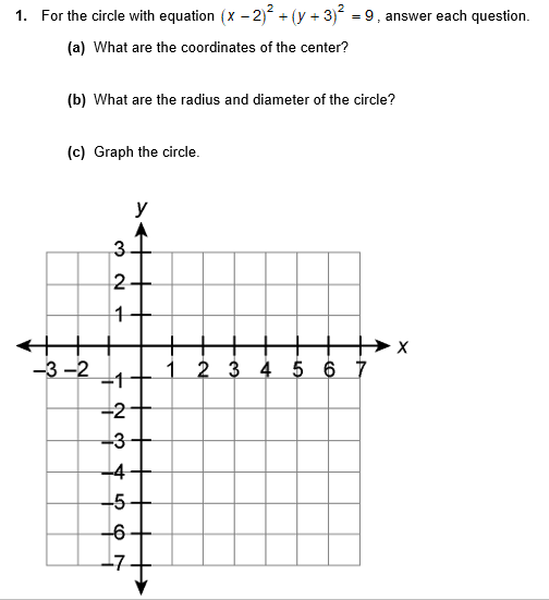 Answered 1 For The Circle With Equation X Bartleby