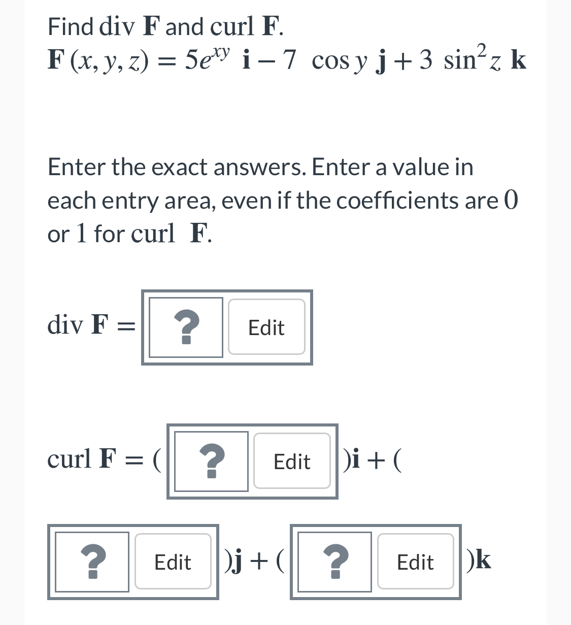 Answered Find Div F And Curl F F X Y Z Bartleby