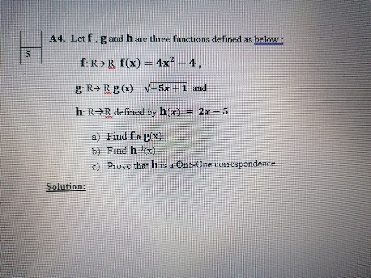 Answered Let F G And H Are Three Functions Bartleby