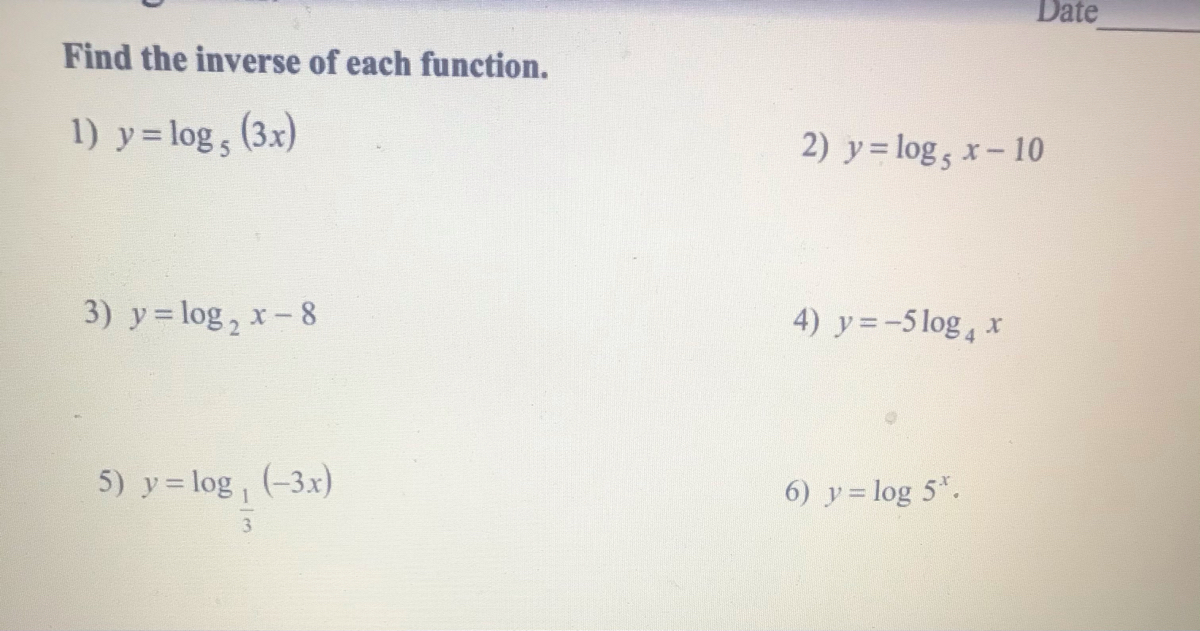 Answered Find The Inverse Of Each Function 1 Bartleby