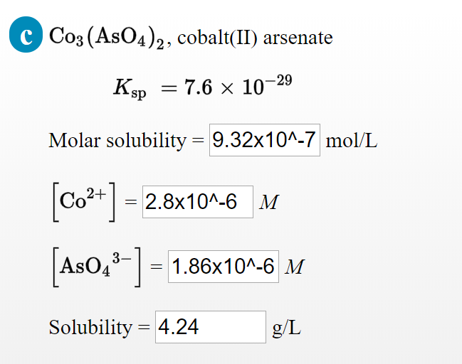 Answered C Co3 Aso4 2 Cobalt Ii Arsenate Ksp Bartleby