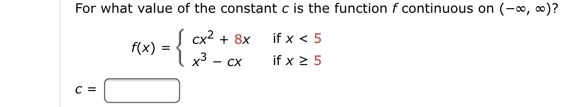 Answered: For what value of the constant c is the… | bartleby