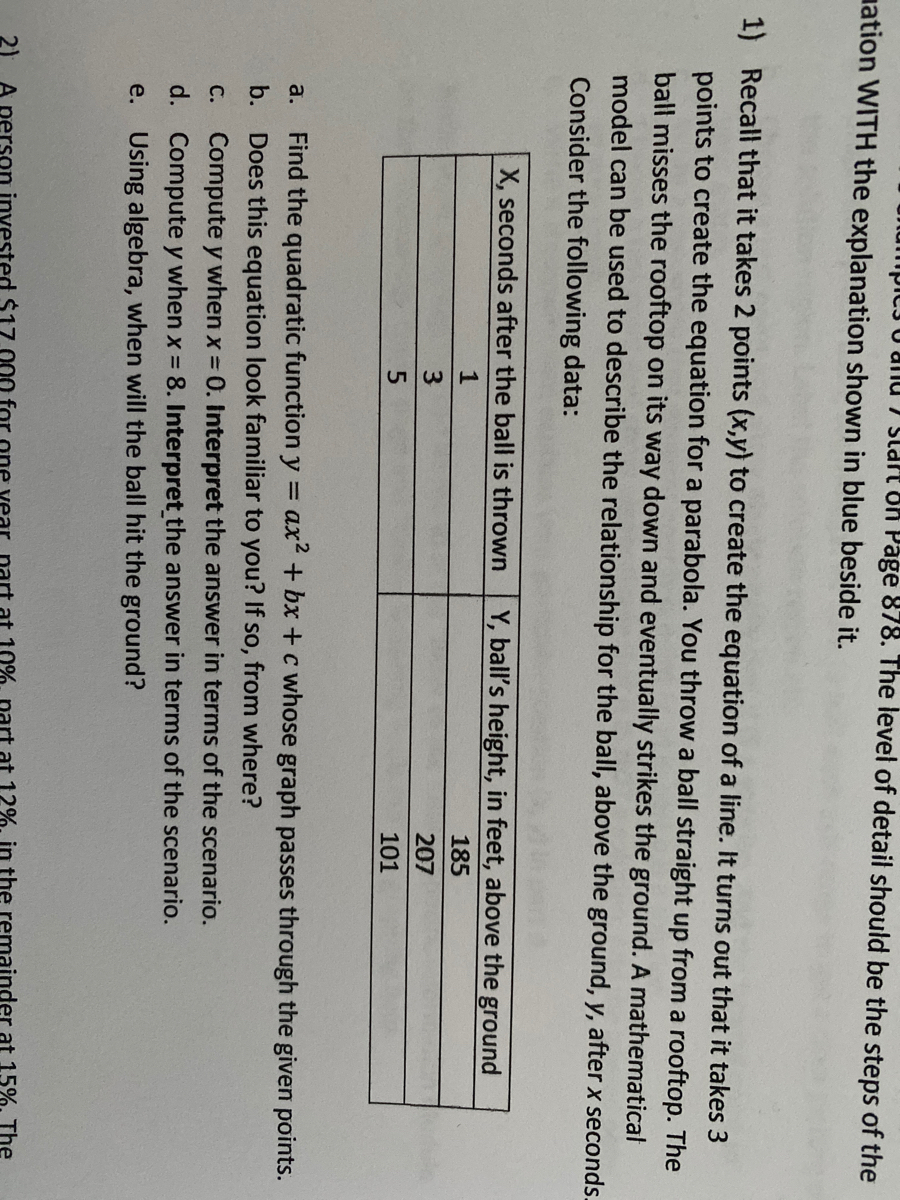 Answered 101 Find The Quadratic Function Y Ax2 Bartleby