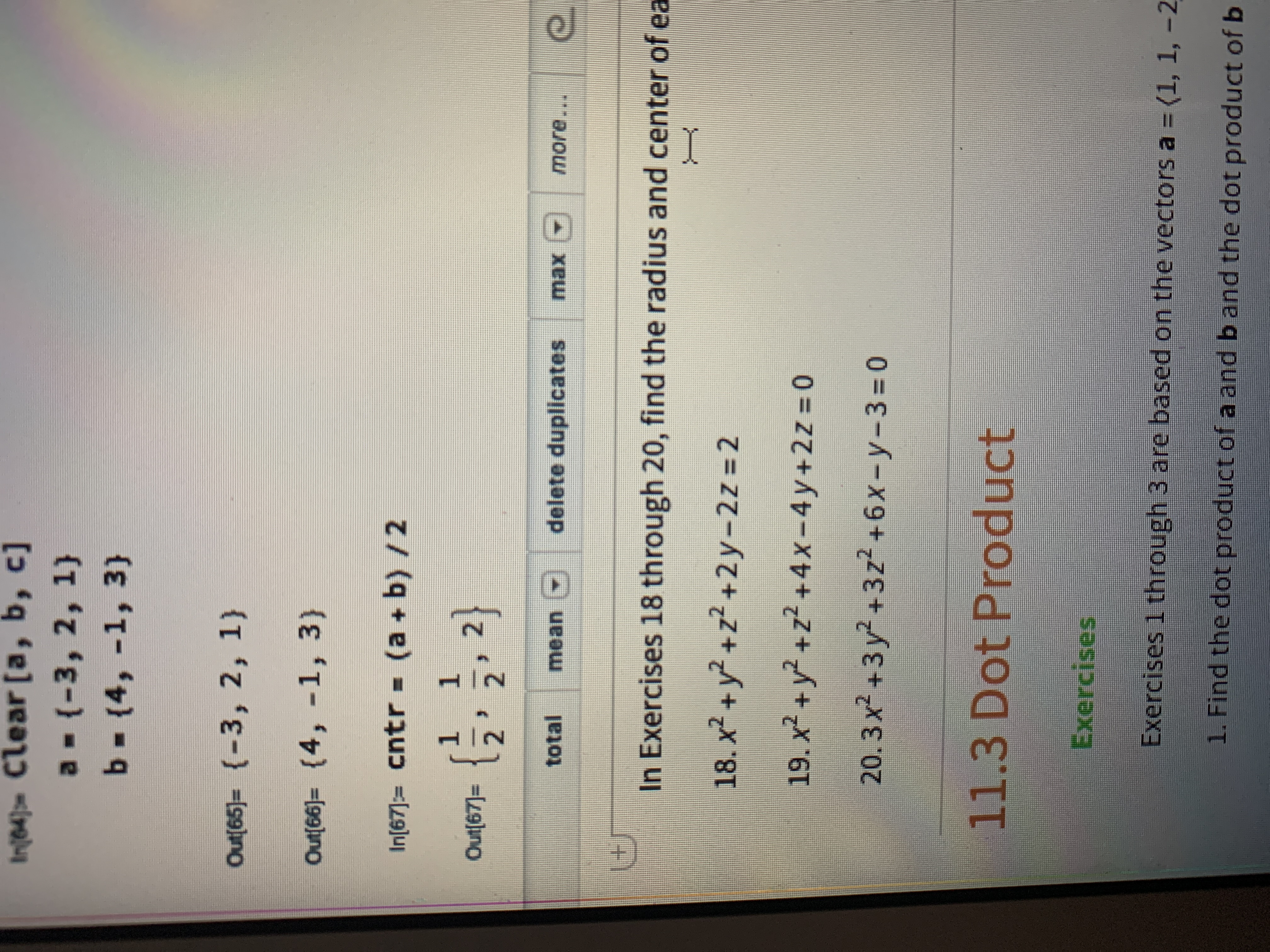 Answered: In[64)= Clear [a, B, C] A (-3, 2, 1} B-… | Bartleby