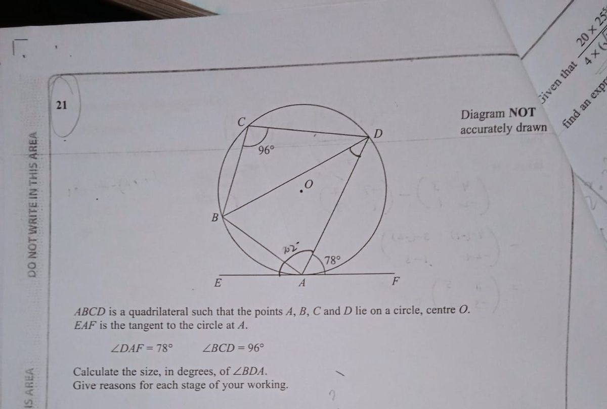 Answered: Dia D. acc 96° B 78° E F ABCD is a… | bartleby