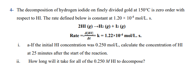 Answered The Decomposition Of Hydrogen Iodide On Bartleby