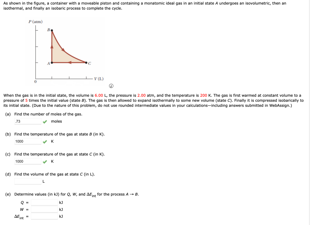 Answered G Determine Values In Kj For Q W Bartleby