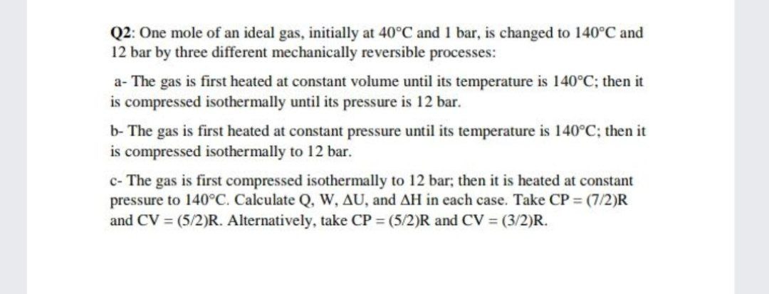 Answered Q2 One Mole Of An Ideal Gas Initially Bartleby