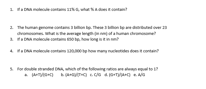 Answered 1 If A Dna Molecule Contains 11 G Bartleby