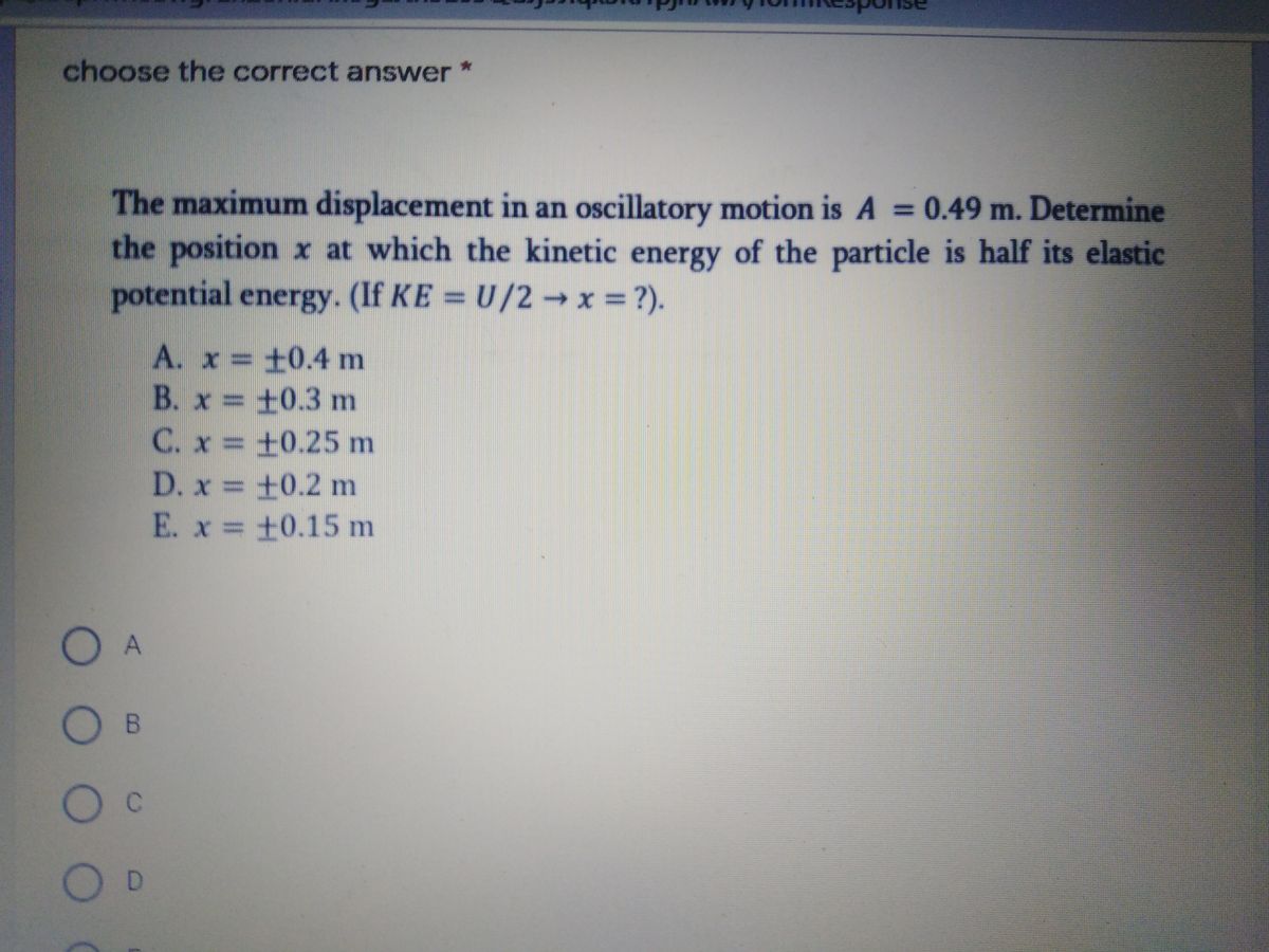 Answered The Maximum Displacement In An Bartleby