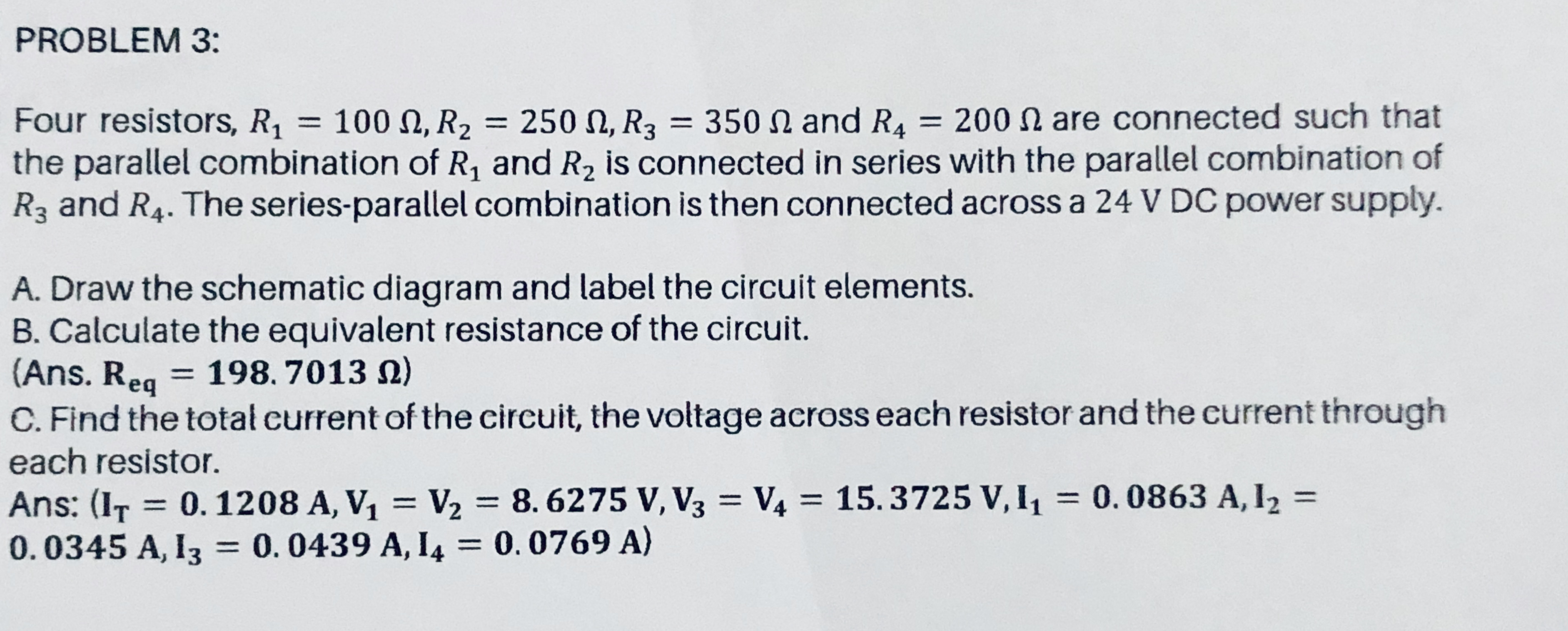 Answered Four Resistors R 100 N R2 250 N Bartleby