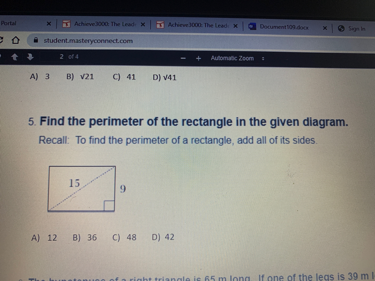 Answered 5 Find The Perimeter Of The Rectangle Bartleby 