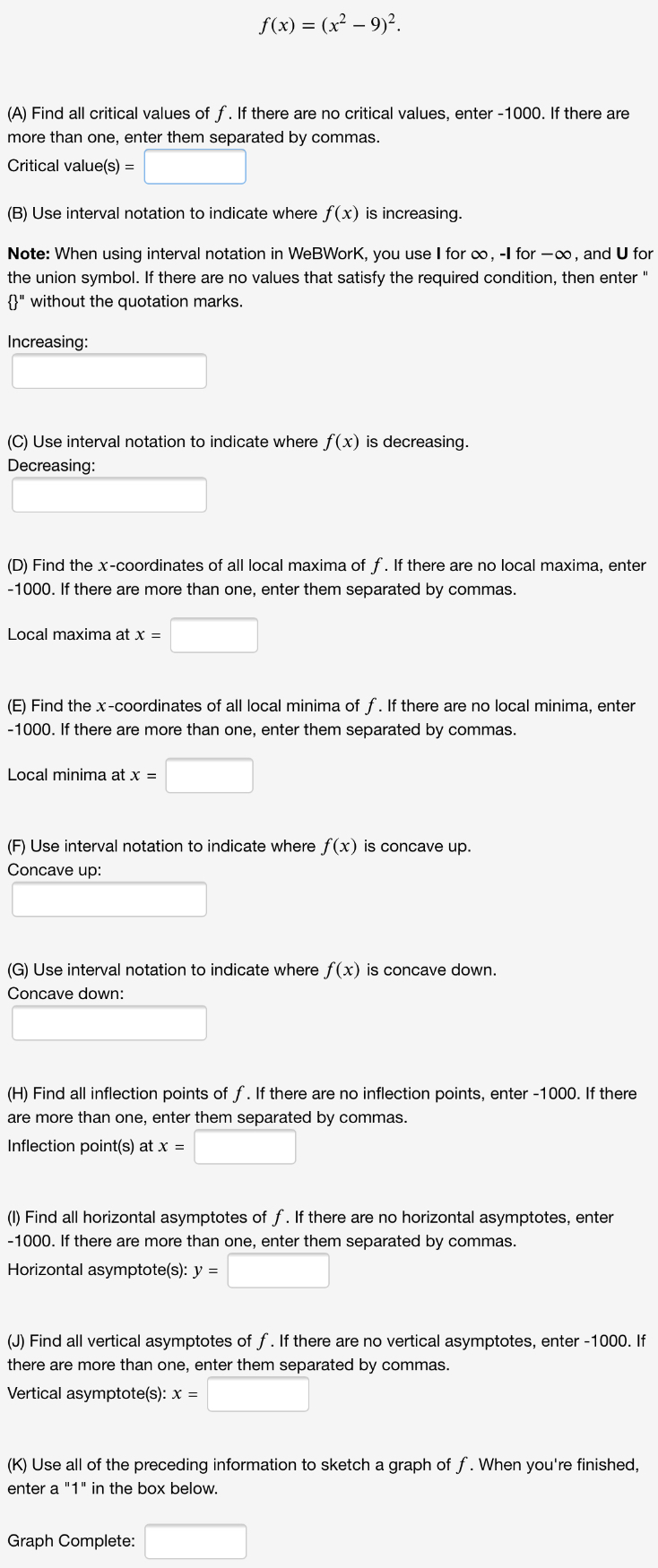 Answered F X X 9 A Find All Critical Bartleby