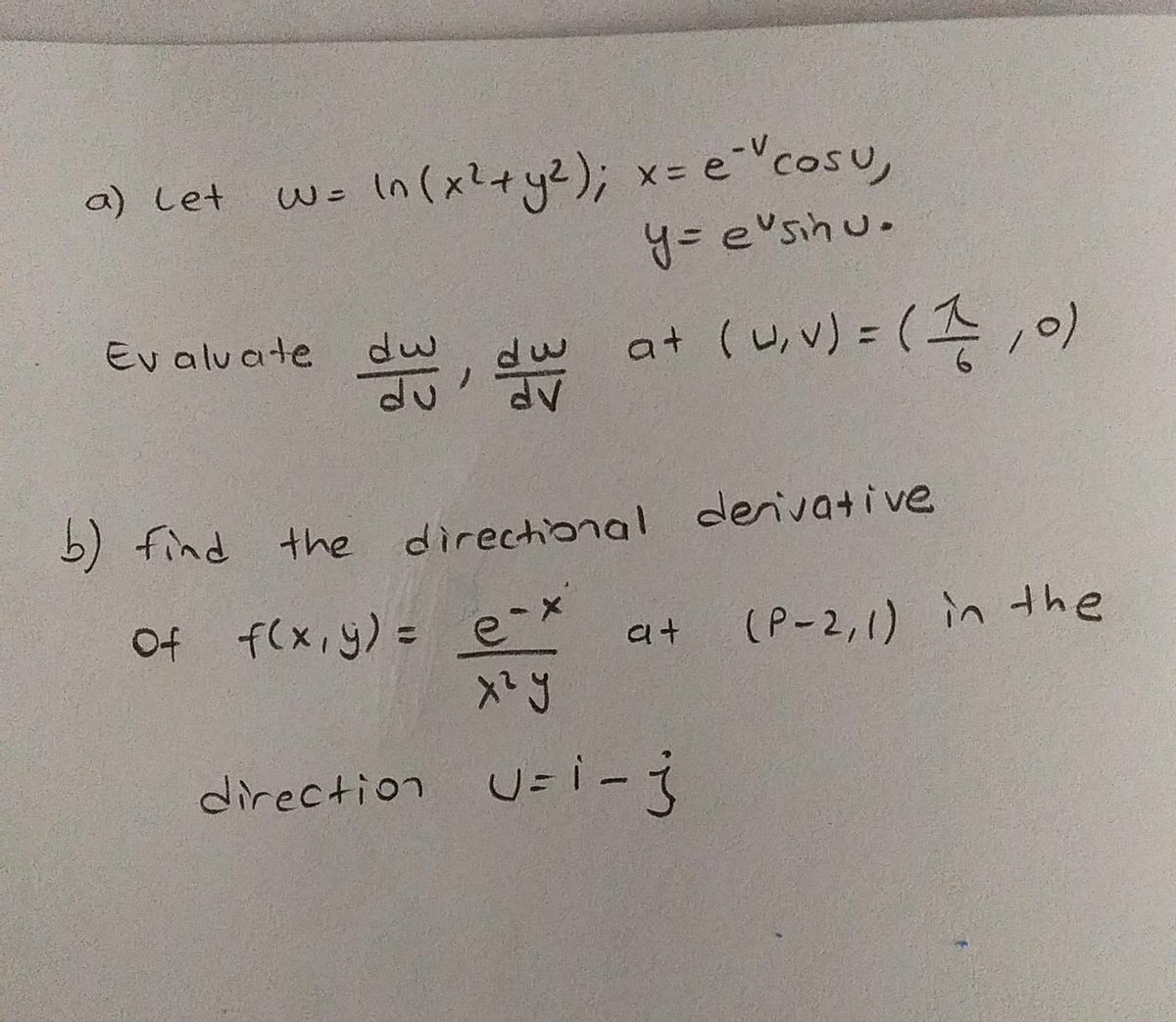 Answered W In X Y2 X E Cosu Y E Sin U Bartleby