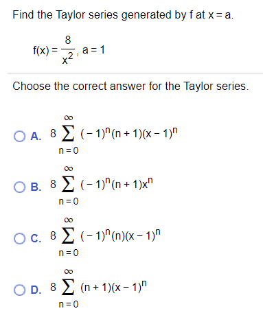 Answered Find The Taylor Series Generated By F Bartleby