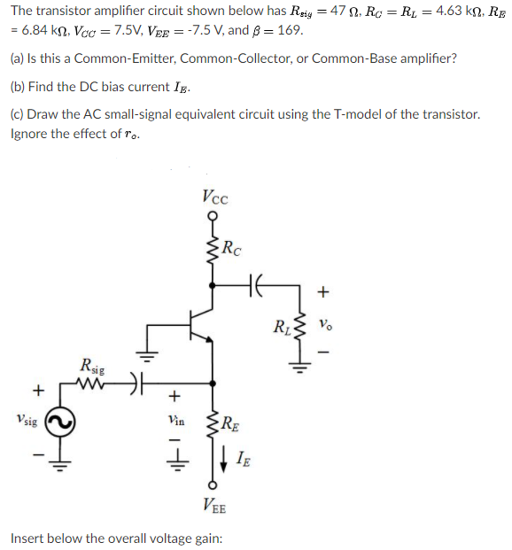 Answered The Transistor Amplifier Circuit Shown Bartleby