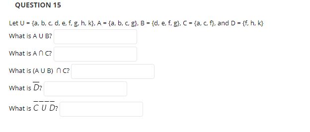 Answered Question 15 Let U A B C D E F G Bartleby