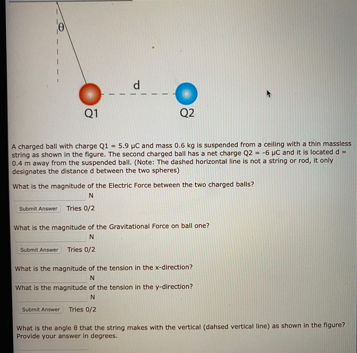 Answered D Q1 Q2 A Charged Ball With Charge Q1 Bartleby 4746