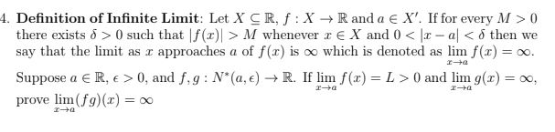 Answered 4 Definition Of Infinite Limit Let X Bartleby
