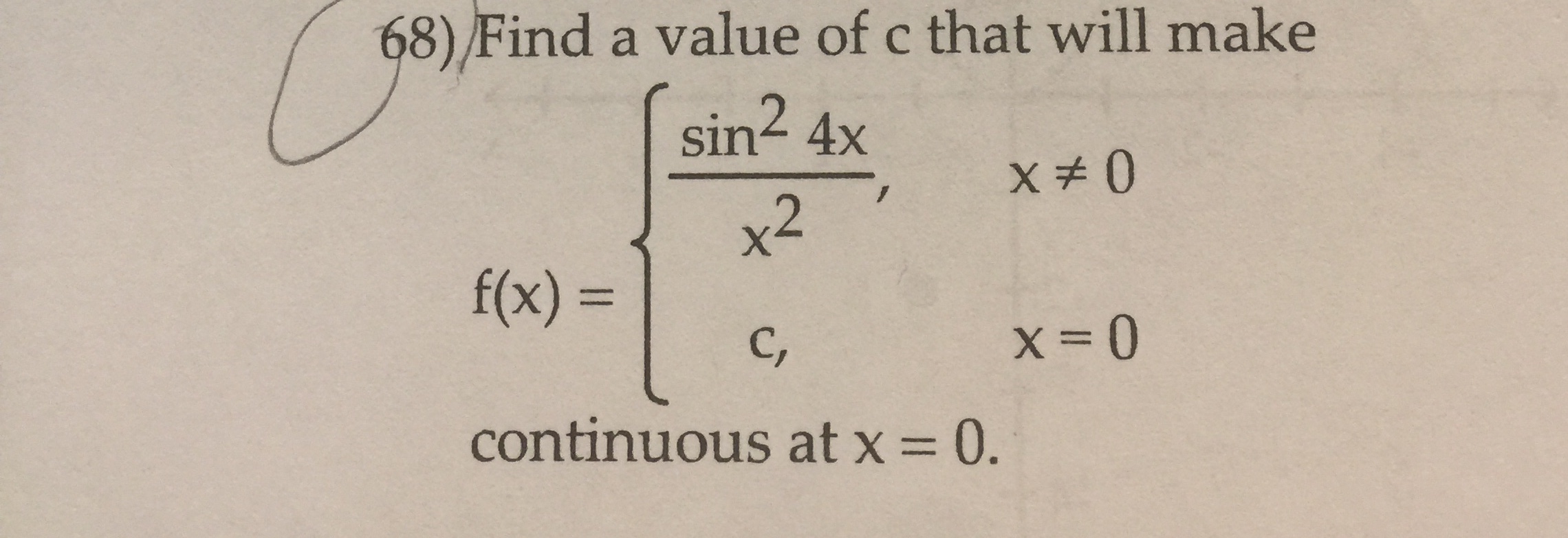 Answered 68 Find A Value Of C That Will Make Bartleby