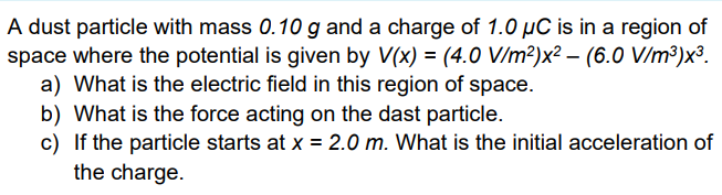 Answered A Dust Particle With Mass 0 10 G And A Bartleby