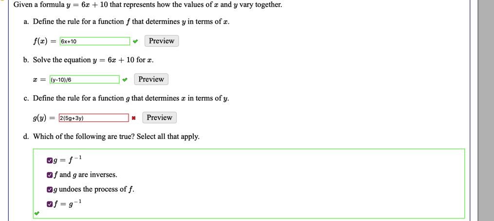 Answered Given A Formula Y 6x 10 That Bartleby