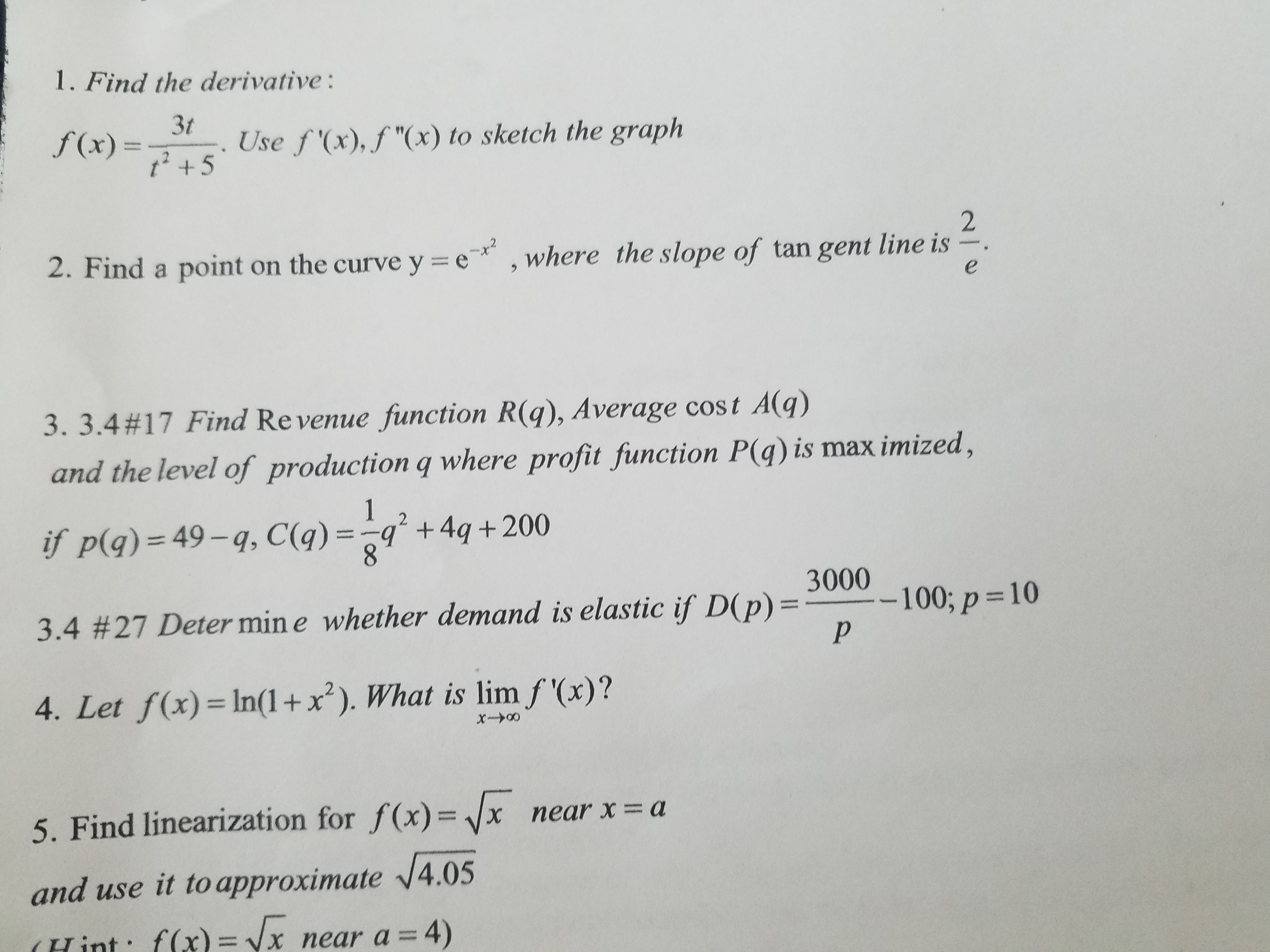 Answered 1 Find The Derivative F X 3t Use Bartleby