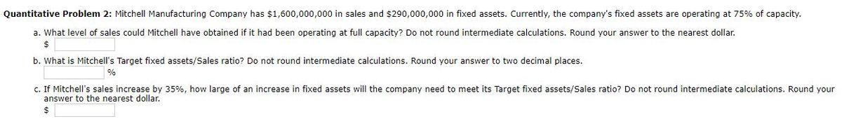 Answered Quantitative Problem 2 Mitchell Bartleby