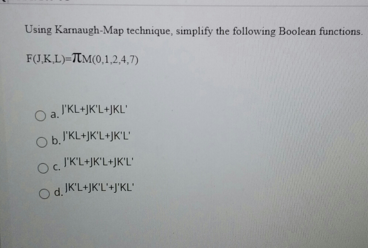 Answered Using Karnaugh Map Technique Simplify Bartleby