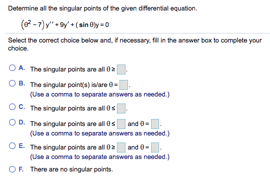 Answered Determine All The Singular Points Of Bartleby