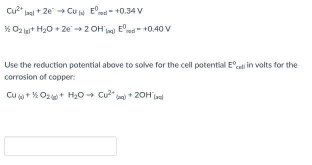 Answered Cu2 Aq 2e Cu S E Red 0 34 V Bartleby