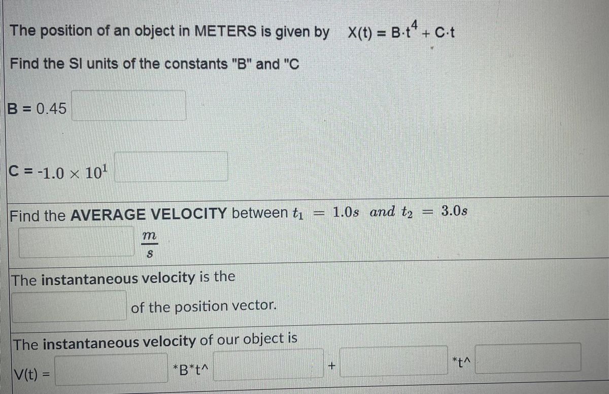 Answered The Position Of An Object In Meters Is Bartleby