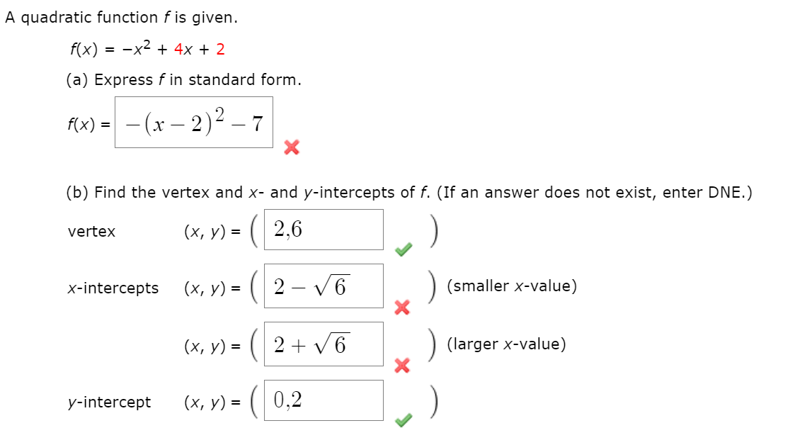 Answered A Quadratic Function F Is Given F X Bartleby