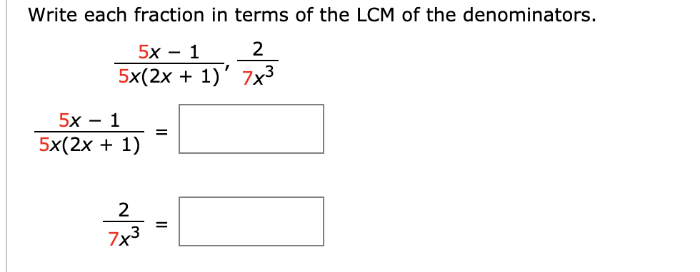 Answered Write each fraction in terms of the LCM… bartleby