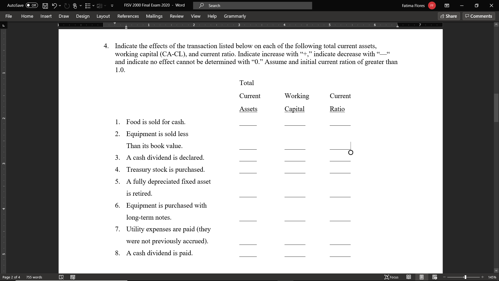 Answered: 4. Indicate The Effects Of The… | Bartleby