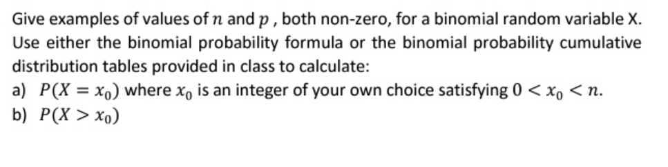 Answered Give Examples Of Values Of N And P Bartleby