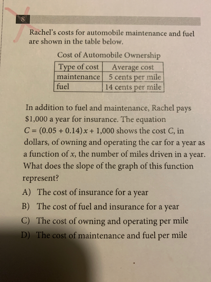 Answered 8 Rachel S Costs For Automobile Bartleby