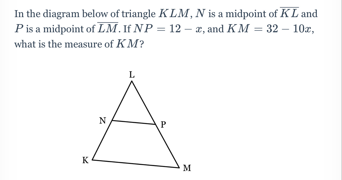 Answered In The Diagram Below Of Triangle Klm N Bartleby 1612